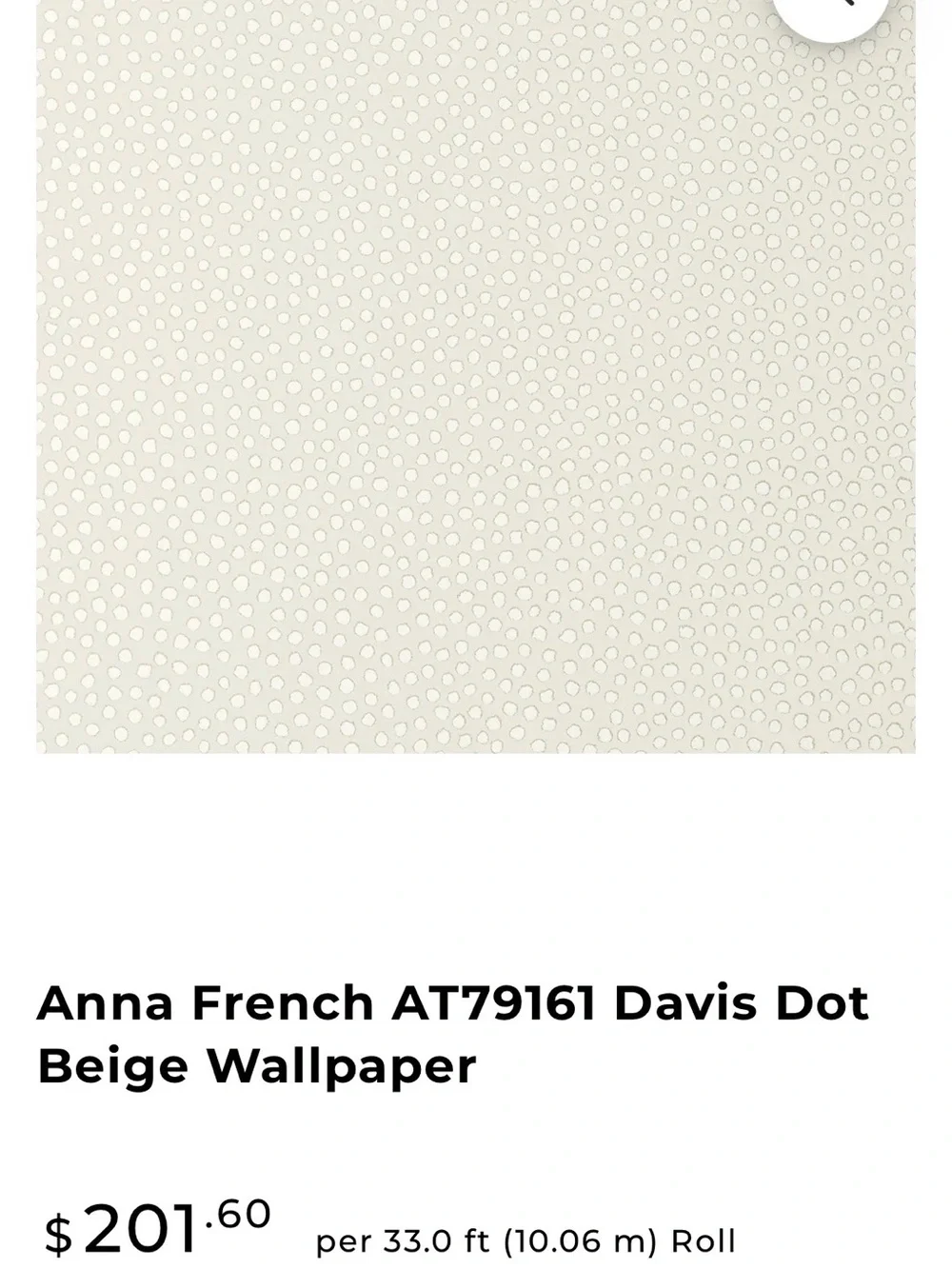 Anna French Davis Dot Wallpaper in Beige